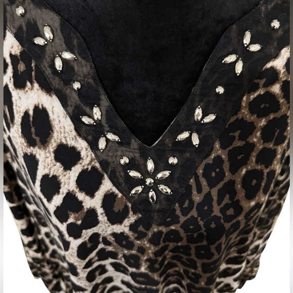 Adrienne Vittadini Leopard Print Tunic Blouse Womens Size XL - Picture 4 of 5